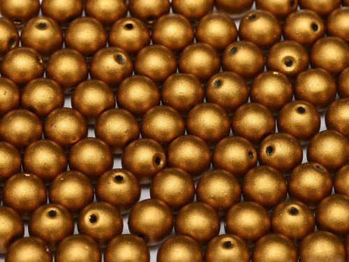 RB6-01740 Bronze Gold Satin Round Beads 6 mm - 50 x