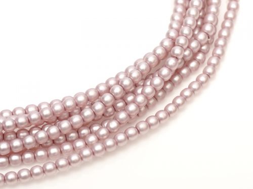 Light Mauve Satin 3 mm Glass Round Pearls