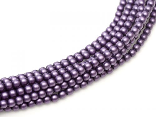 Purple Satin 2 mm Glass Round Pearls