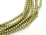 Light Olive Satin 2 mm Glass Round Pearls