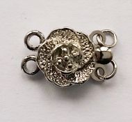 Box Clasp Platinum 2 strands 9 mm