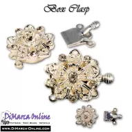 Box Clasp Silver with Rhinestones 3 strands 17 mm