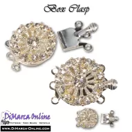 Box Clasp Silver with Rhinestones 3 strands 15 mm