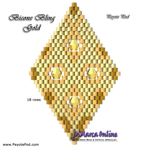 Tutorial 18 rows - Bicone Bling Gold 3D Peyote Pod + Basic Tutorial (download link per e-mail)