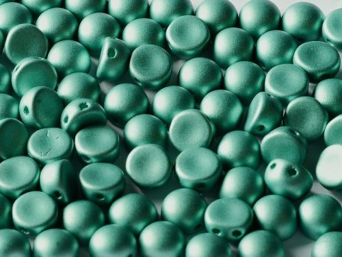 C2-29455 Metallic Matt Green Turquoise 2-Hole Cabochons - 50 x