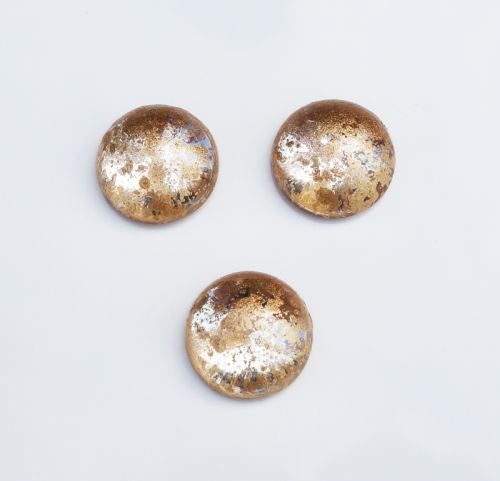 CabR-94404 Flaky Gold 24 mm Round Cabochon Glass