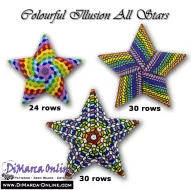 Tutorial 24 - 30 rows - Colourful Illusion All Stars (3 x) 3D Peyote Star + Basic Tutorial (download link per e-mail)