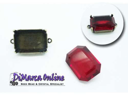 Connector Setting Octagon 18x13 mm with 2 side loops Antique Bronze Plated