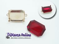 Connector Setting Octagon 18x13 mm with 2 side loops Rose Gold Plated