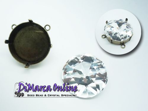 Pendant Setting Round 27 mm with 2 top side loops Antique Bronze Plated