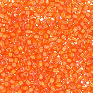 DB1777 White Lined Rainbow Sunshine Orange Delica 11/0 Miyuki 