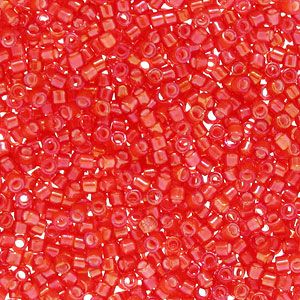 DB1780 White Lined Rainbow Flame Red Delica 11/0 Miyuki 