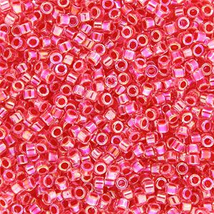 DB0075 Dark Coral Lined Rainbow Crystal Delica 11/0 Miyuki 
