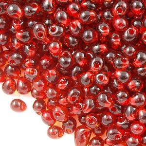 DP-F0034 Red Lined Dark Topaz Drop Miyuki