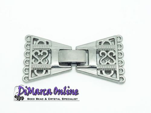 Fold-Over Clasp Deco 6-strands 32 mm Black Hematite