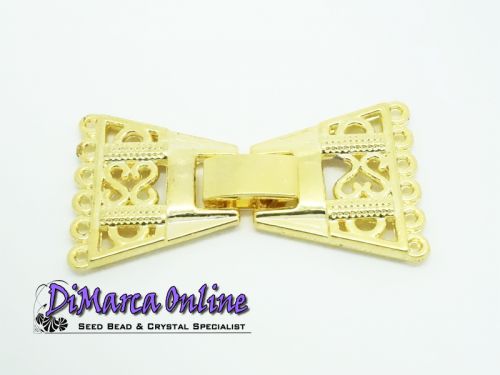 Fold-Over Clasp Deco 6-strands 32 mm Gold