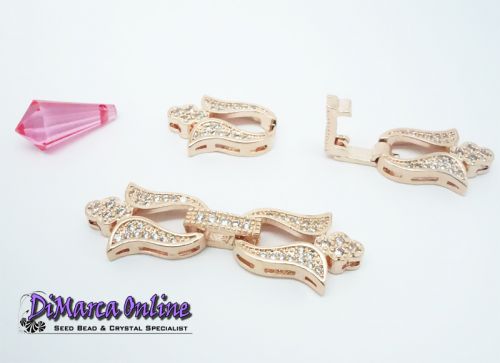 Fold-Over Clasp Cubic Zirconia Micro Pavé 38 mm Rose Gold Plated