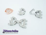 Fold-Over Clasp Cubic Zirconia Micro Pavé 3-Strand 26 mm Silver Plated