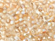 FP04 Etched Crystal Rainbow Brown 4 mm Fire Polished - 100 x