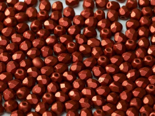 FP06 Lava Red Satin 6 mm Fire Polished - 25 x