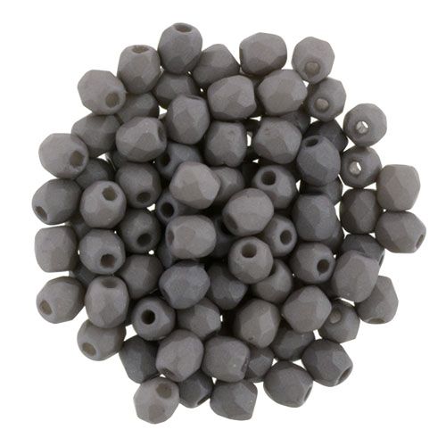 FP04 Opaque Silk Matt Grey 4 mm Fire Polished - 100 x