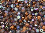 FP04 Etched Glittery Bronze 4 mm Fire Polished - 100 x