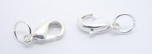 Lobster Clasp 12 mm Silver Plated - 2 x