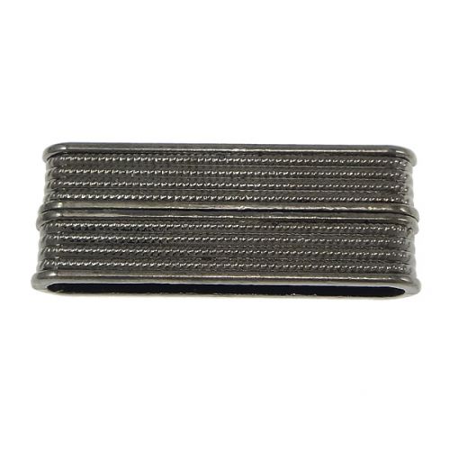 Magnetic Clasp Rectangle Glue-in 38 mm Ribbed Design Black