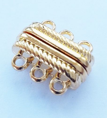 Magnetic Clasp 3 strands Gold
