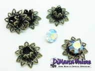 Embedding Elements Water Lily 8 mm for 14 mm Cup Chain Antique Bronze Plated - 2 x