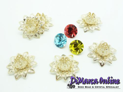 Embedding Elements Water Lily 8 mm for 14 mm Cup Chain Gold Plated - 2 x