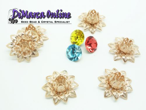 Embedding Elements Water Lily 8 mm for 14 mm Cup Chain Rose Gold Plated - 2 x