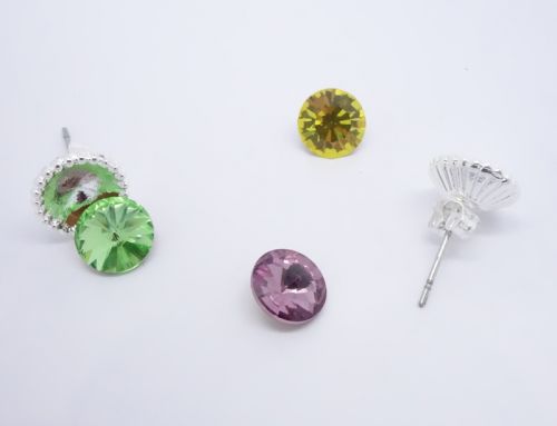 Earring Setting Stud Rib Glue-In SS39 - 8 mm Silver Plated