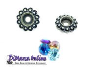 Embedding Elements Flower Glue-In 6 mm for 14 mm Cup Chain Antique Bronze Plated - 2 x