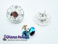 Embedding Elements Filigree 6 mm for 14 mm Cup Chain Silver Plated - 2 x