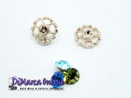 Embedding Elements Hollow Flower for 12 mm Cup Chain Rose Gold Plated - 2 x