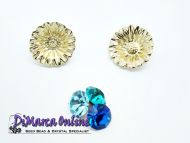 Embedding Elements Flower for 12 mm Cup Chain Gold Plated - 2 x