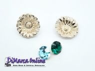 Embedding Elements Flower for 12 mm Cup Chain Rose Gold Plated - 2 x