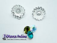 Embedding Elements Flower for 12 mm Cup Chain Silver Plated - 2 x