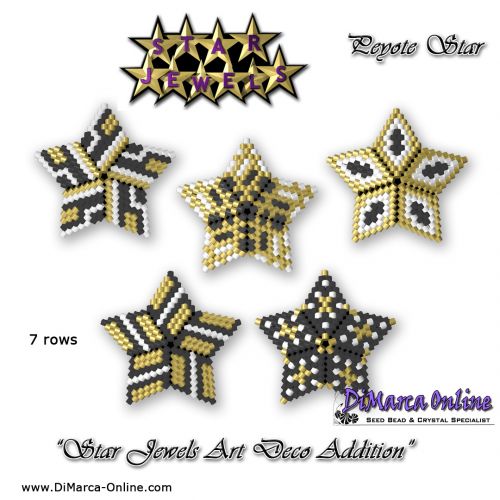 Tutorial 07 rows - Star Jewels Art Deco Addition x 5 - 3D Peyote Star + Basic Tutorial Little 3D Peyote Star (download link per e-mail)