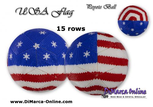 Tutorial 15 rows - USA Flag Peyote Ball incl. Basic Tutorial (download link per e-mail)