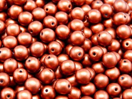 RB6-01750 Dark Copper Satin Round Beads 6 mm - 50 x