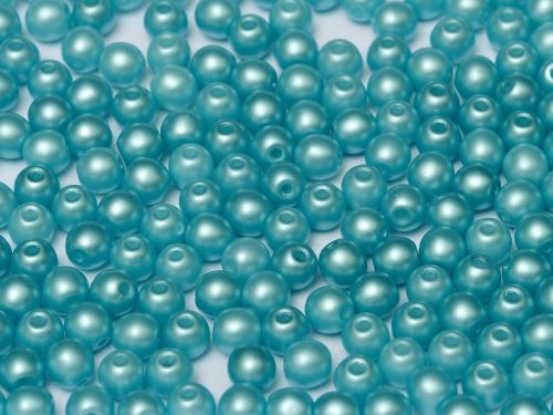 RB4-25019 Pastel Pearl Turquoise Round Beads 4 mm - 100 x