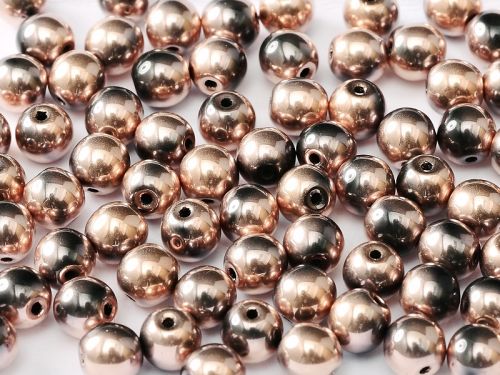 RB6-23980/27100 Jet Capri Gold Round Beads 6 mm - 50 x