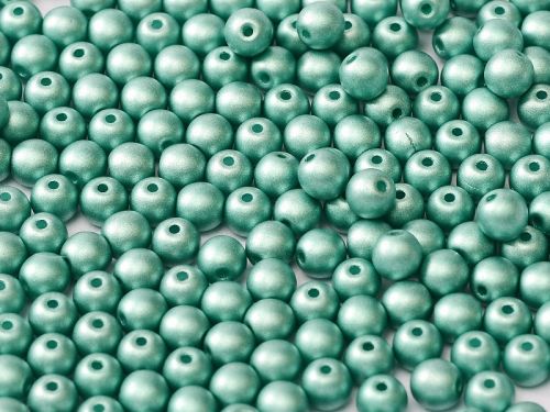 RB3-29455 Metallic Matt Green Turquoise Round Beads 3 mm - 100 x