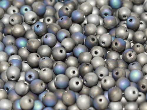 RB4-98854 Glittery Argentic Matt Round Beads 4 mm - 100 x