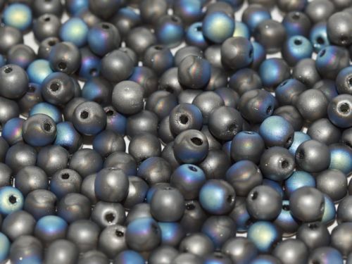 RB3-98855 Glittery Graphite Matt Round Beads 3 mm - 100 x