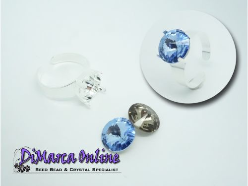 Ring Setting 12 mm Solitaire Silver Plated