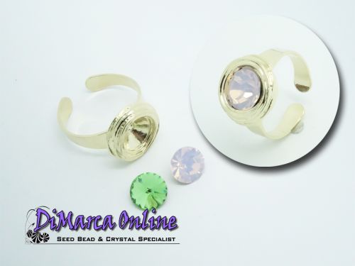 Ring Setting SS39 - 8 mm Glue-In Wavy Gold Plated
