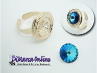 Ring Setting 12 mm Glue-In Dotted Wave Rose Gold Plated